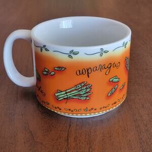 Vintage MSC Illustration by Jocha Orange Vegetable Asparagus Legumes Soup Mug